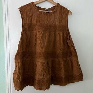 Old navy brown peplum sleeveless top XL.